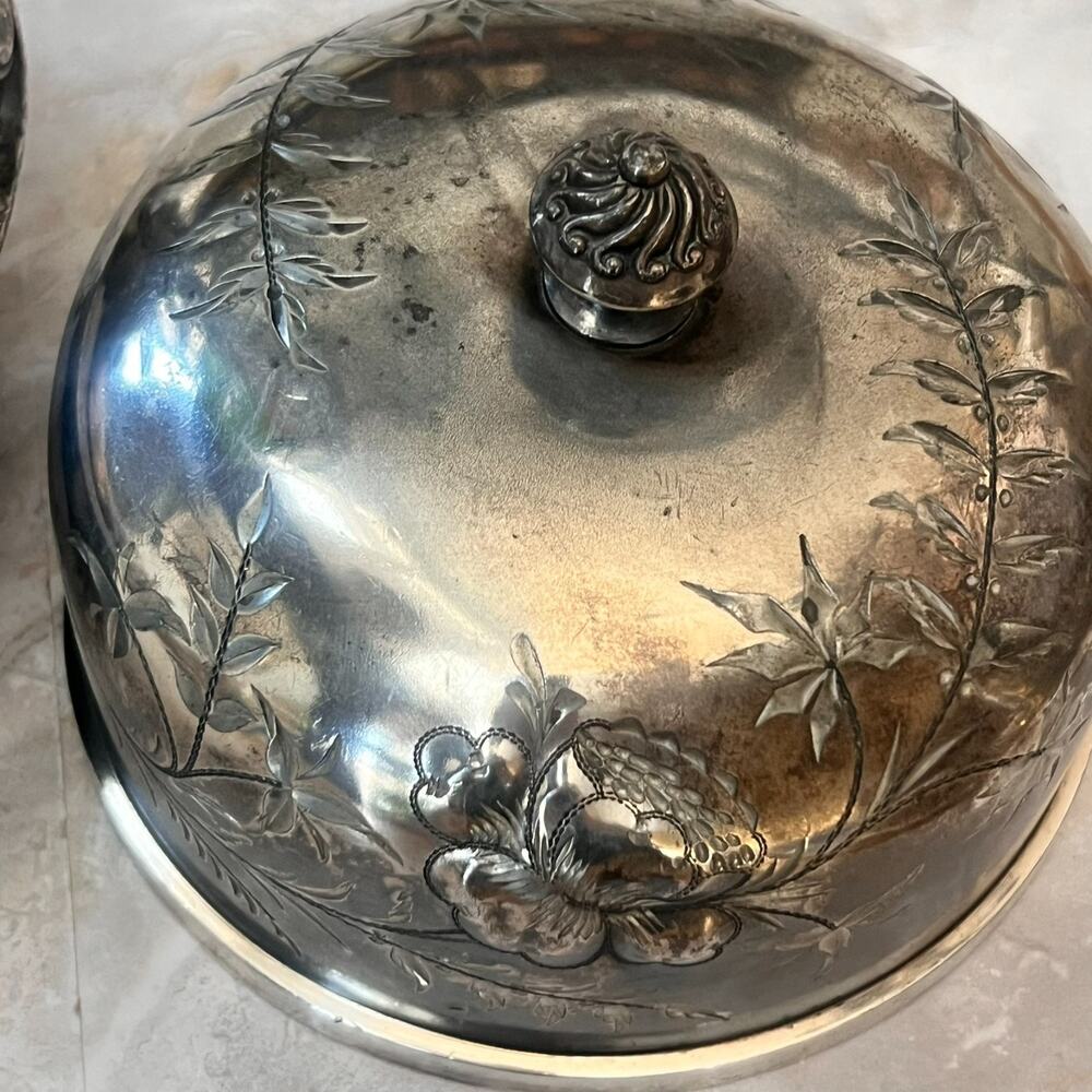 James W. Tufts Boston Quadruple Silver-Plated Dome Butter Dish - Picture 7 of 14